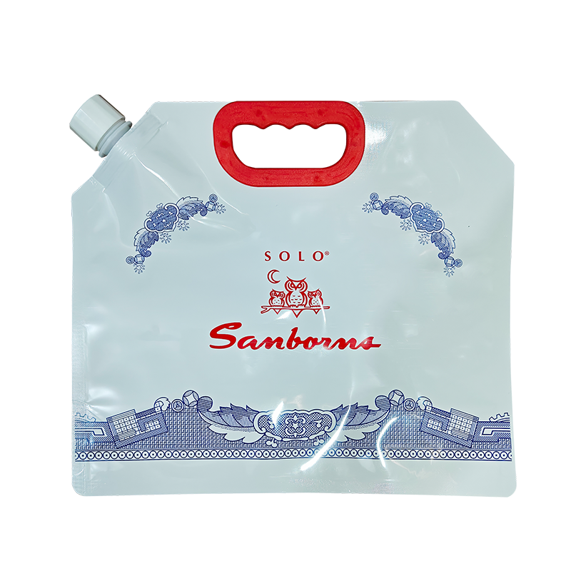 Solo vírivé vrchné vrecko — biela priesvitná stojaca taška